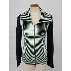 Lululemon Daily Yoga Jacket Mint Black Stripe Size 2 High Neck Full Double Zip